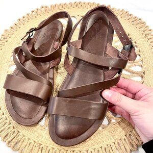 Seychelles Strappy Brown Leather Sandals Size 8 Casual Clean Girl